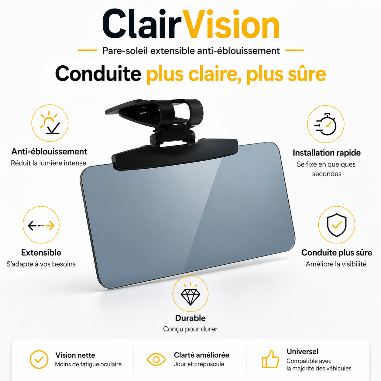 Clair Vision – Pare-soleil anti-éblouissement