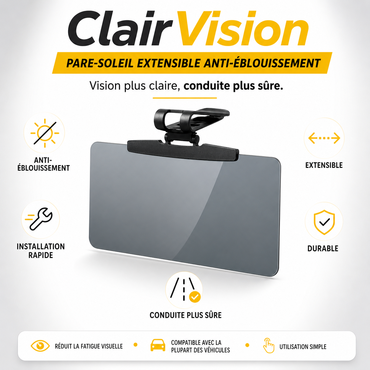 Clair Vision – Pare-soleil anti-éblouissement