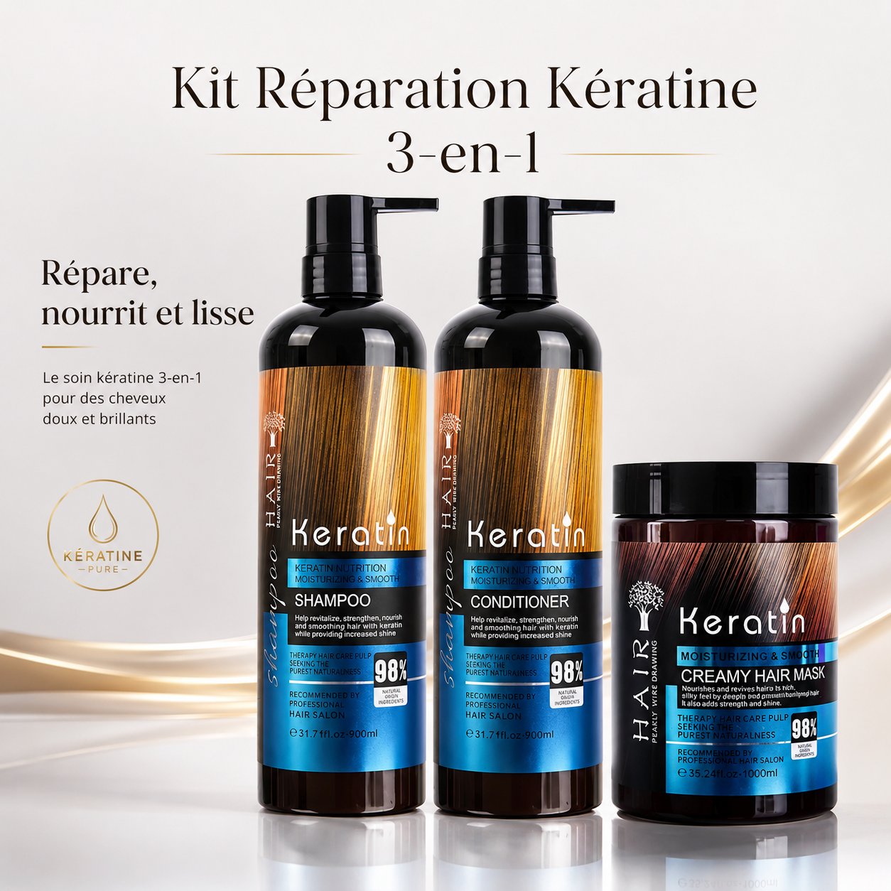Kit Réparation Kératine 3-en-1